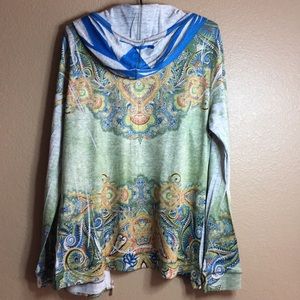 One World Colorful Zip Hooded Lightweight Jacket L